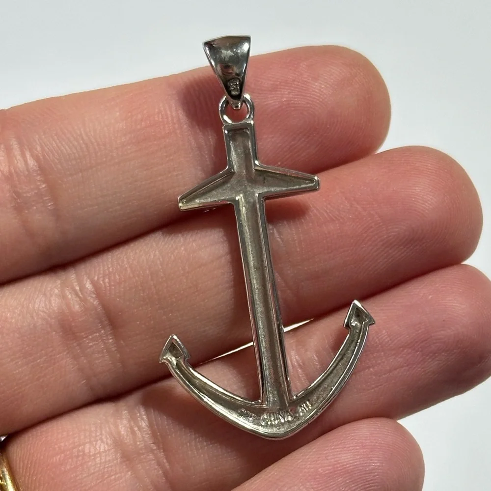 925 Sterling Silver 2” Anchor Pendant Nautical Cape Cod East Coast Cruise Wear